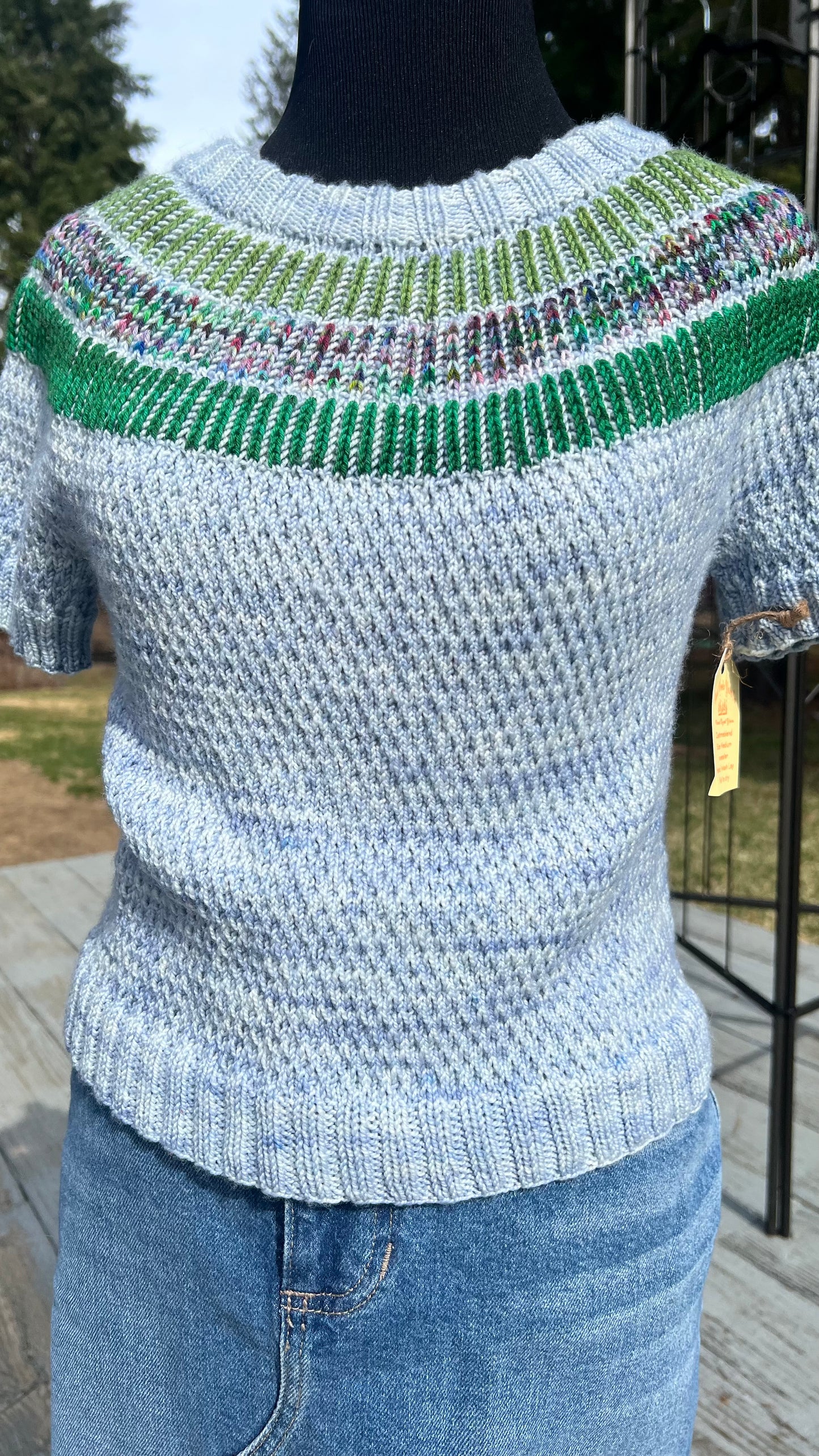 Cashmere blend, short, sleeved, pullover sweater