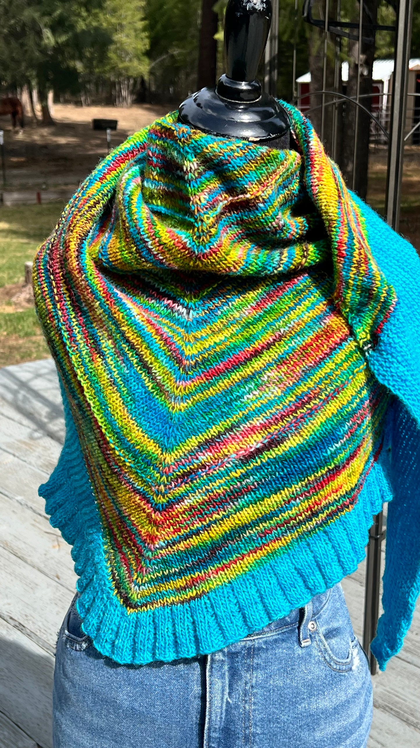 Hand knit Wool Blend Shawl