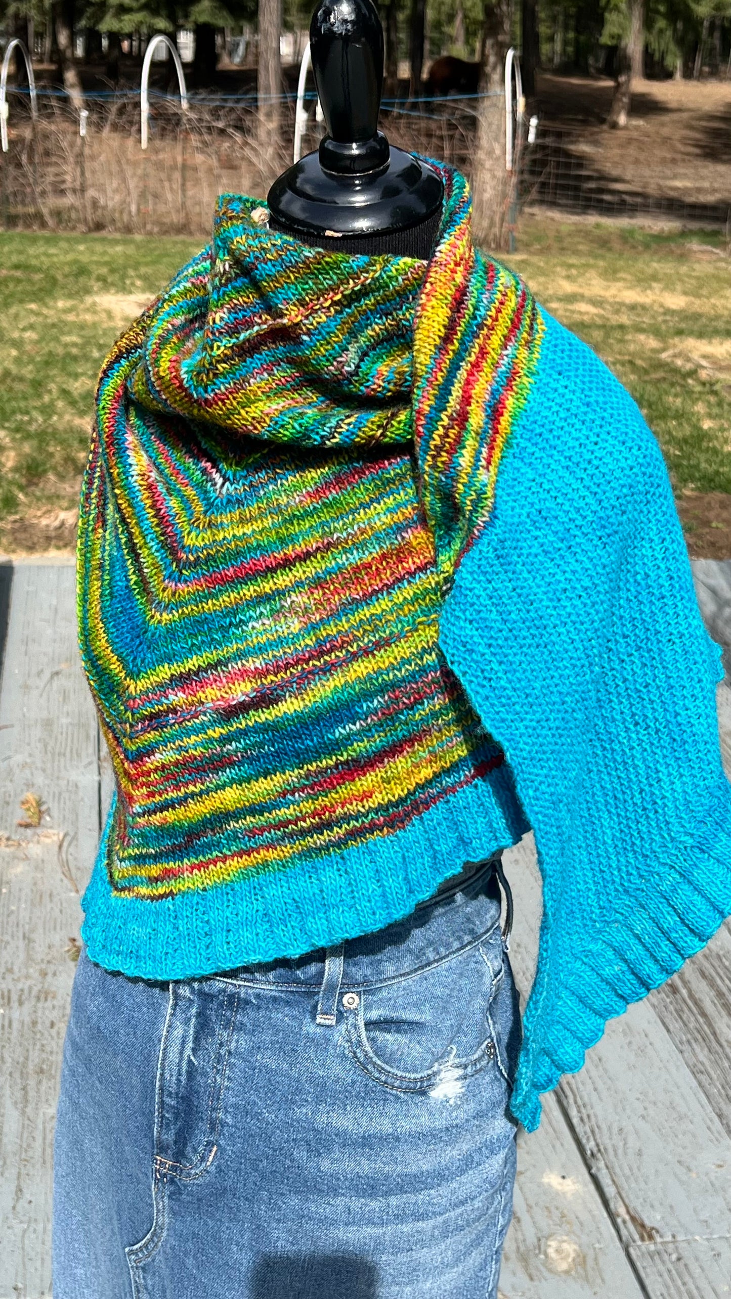 Hand knit Wool Blend Shawl