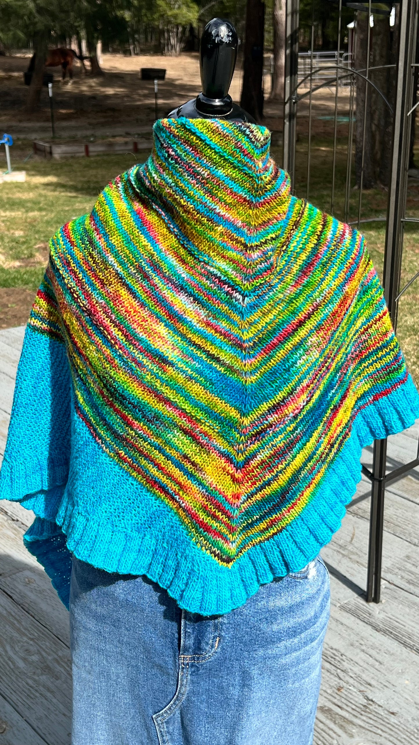 Hand knit Wool Blend Shawl