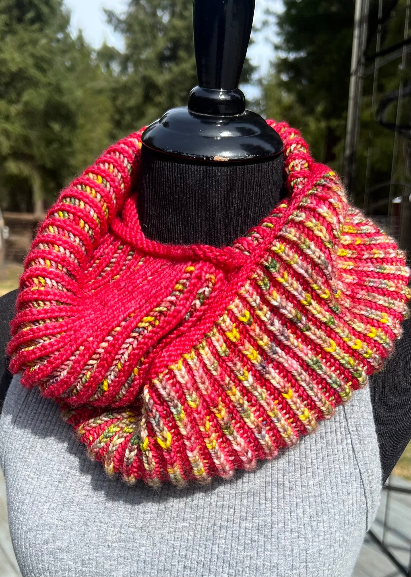 Red and yellow Mobius cowl/Wrap