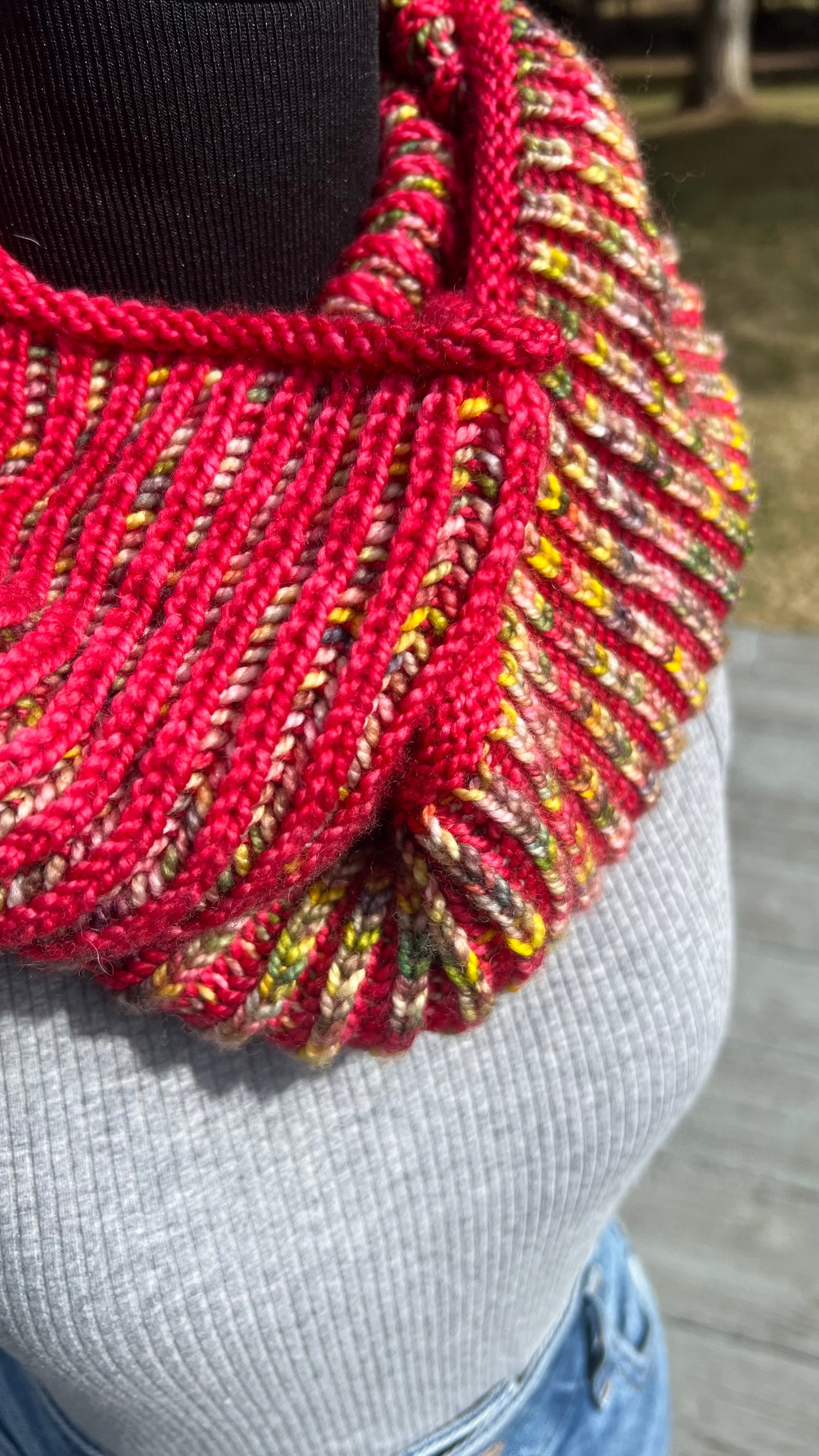 Red and yellow Mobius cowl/Wrap